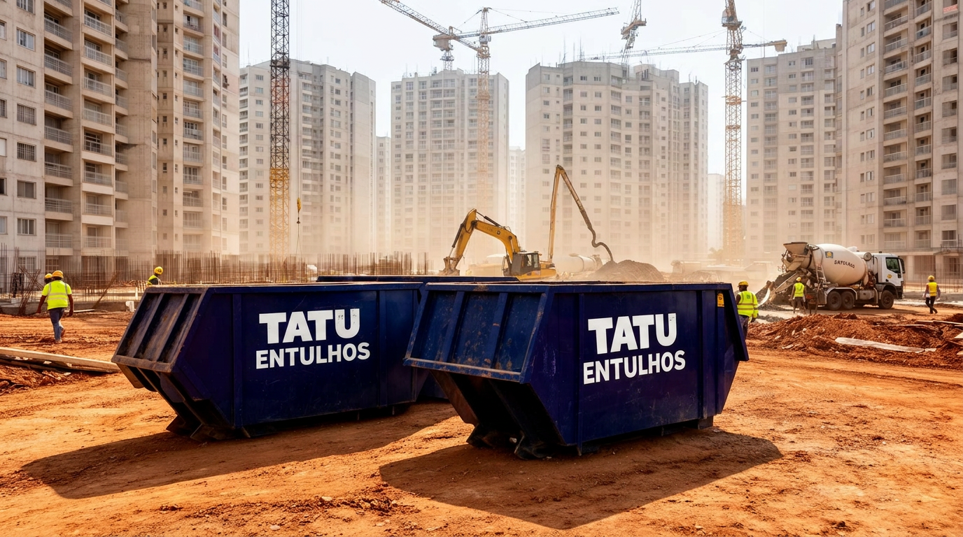 Caçambas Tatu Entulhos em obra de construtora